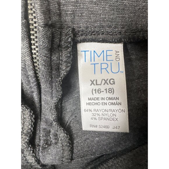 Womens Time And Tru XL (16-18) Gray Stretch Legging Pants Zipper - Picture 4 of 6